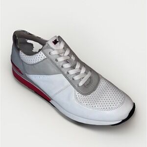 Michael Kors Allie Red, White & Gray Leather Trainers, Women's US Size 9 HJ17C